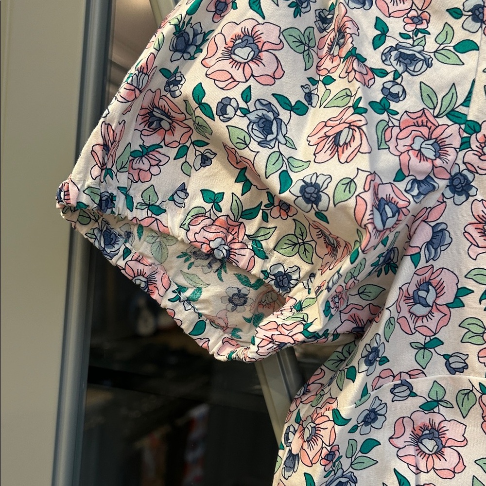 J. Crew Factory Floral Cotton Print Ladies Top XS NWT Cottagecore Farmhouse - Picture 3 of 5